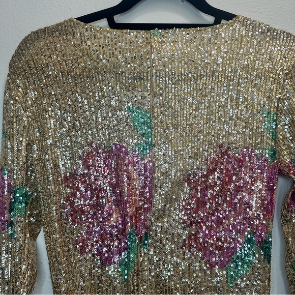 NWT FREE PEOPLE Printed Gold Rush Long Sleeve / Champagne Combo Size Small - Picture 9 of 13